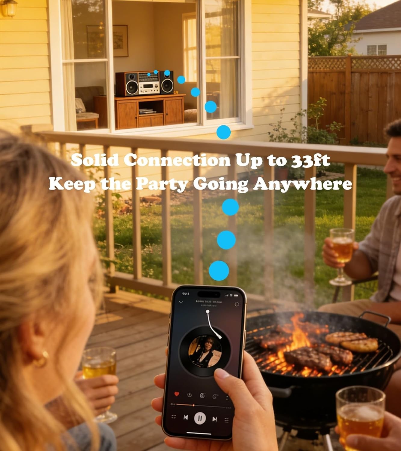 Wireless Audio Adapter with NFC Pairing - Bluetooth Receiver for Old Speakers