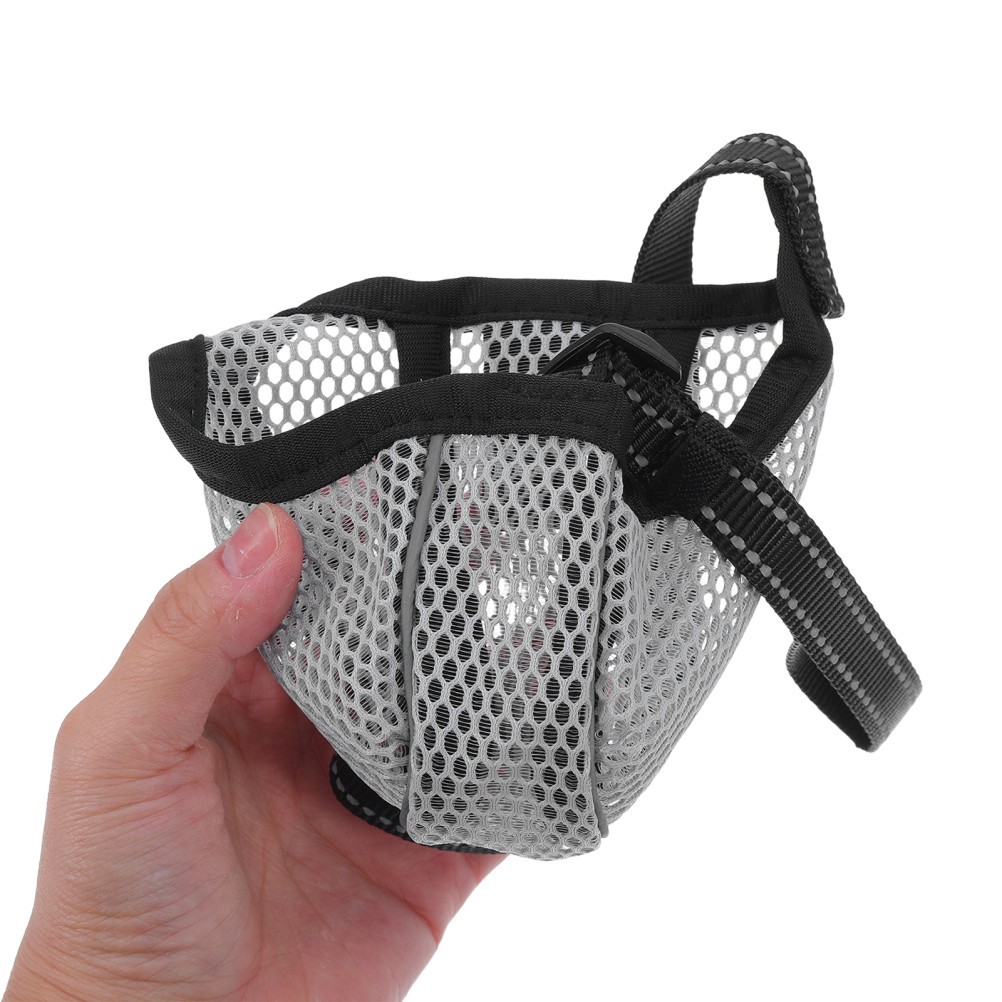 Grey Soft Mesh Dog Muzzle Adjustable Comfortable Bite Prevention Mouth Guard