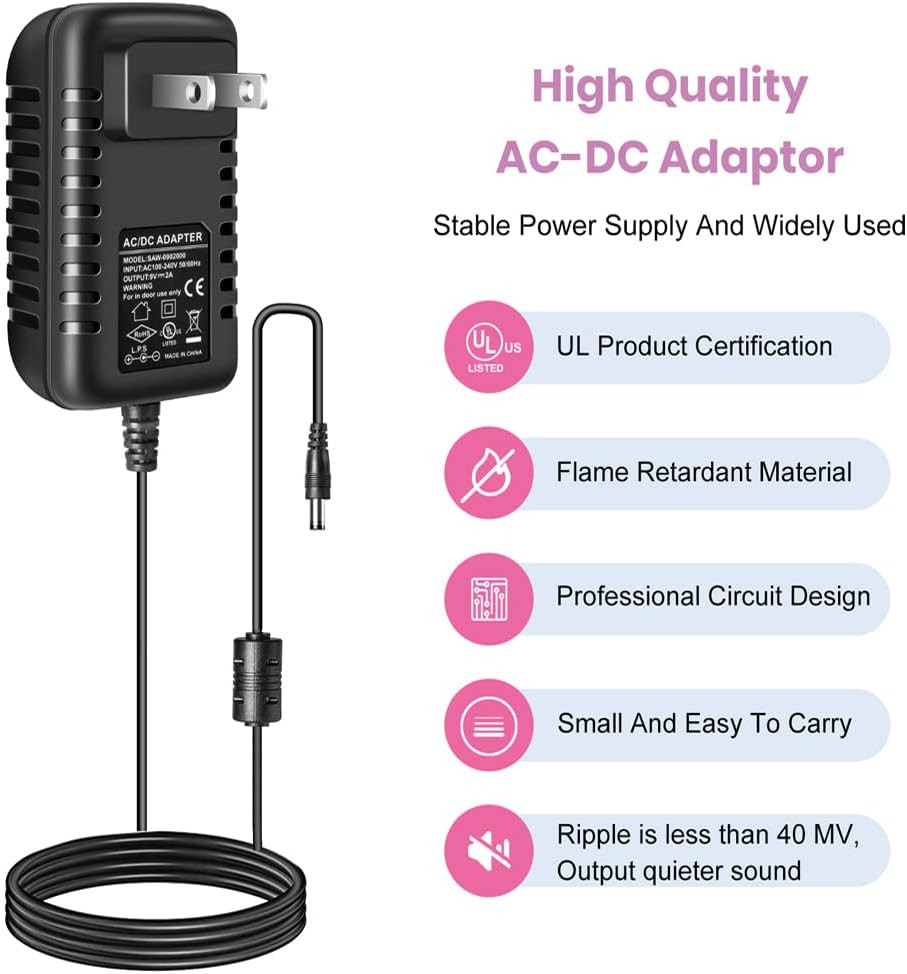 Guitar Pedal Power Supply Adapter 9V DC 2A with 8 Way Daisy Chain Cable 2000Ma
