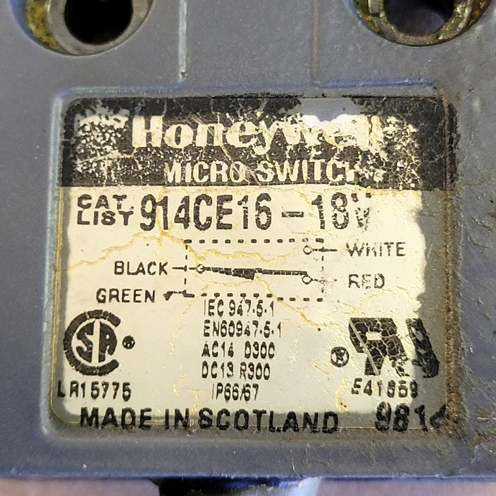 HONEYWELL 914CE16-18V MICRO SWITCH