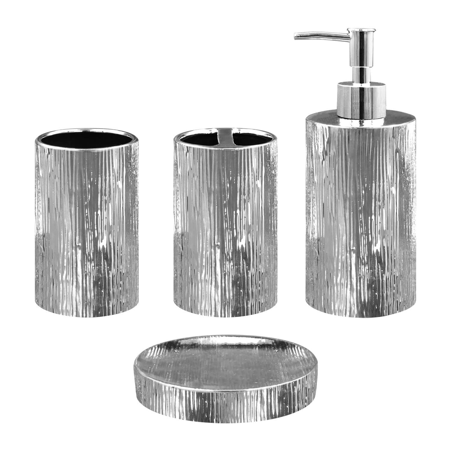Blue Donuts Bathroom Accessories Set, Toothbrush Holder, Soap Dispenser, Silv...