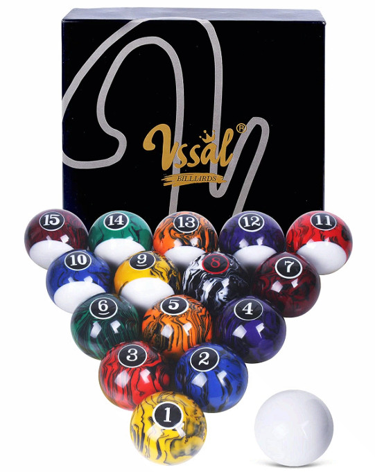 Billiard Balls Set, Pool Table Balls Marble-Swirl & Classic Style 16 Ball Set