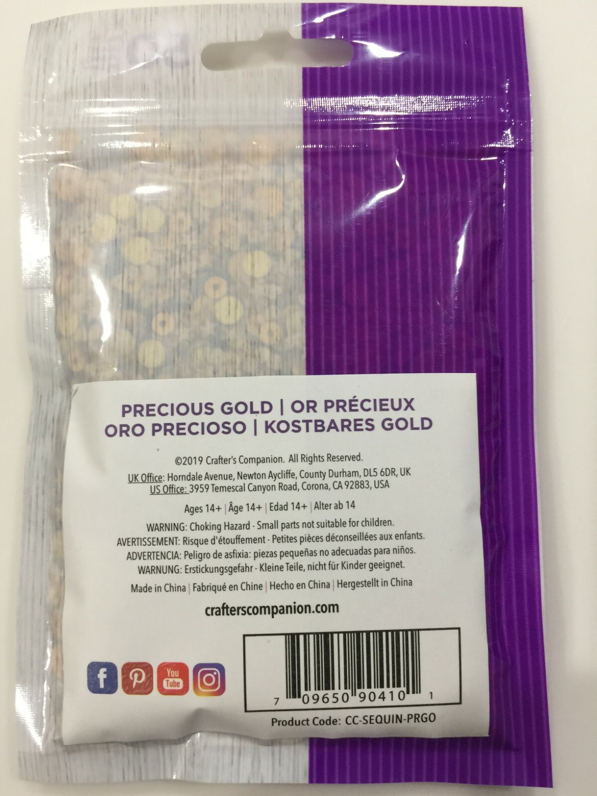 Crafter's Companion Mixed sequin pack gold New
