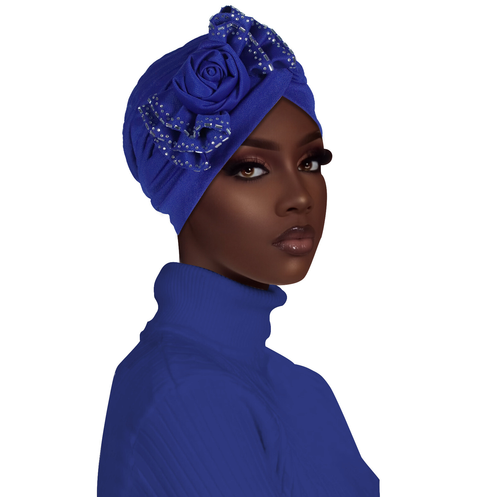African Headwear Muslim Women Hair Loss Chemo Cap Pleated Flower Bonnet Wrap Hat