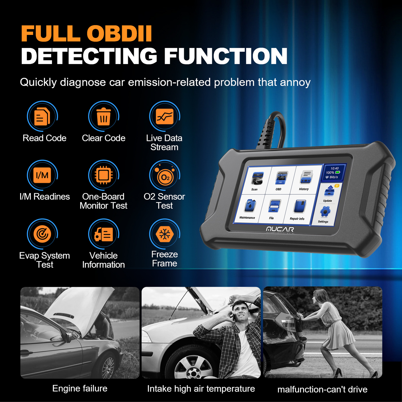 MUCAR CS4 Diagnostic Scanner Tool OBD2 Code Reader Engine SRS ABS Oil EPB SAS US