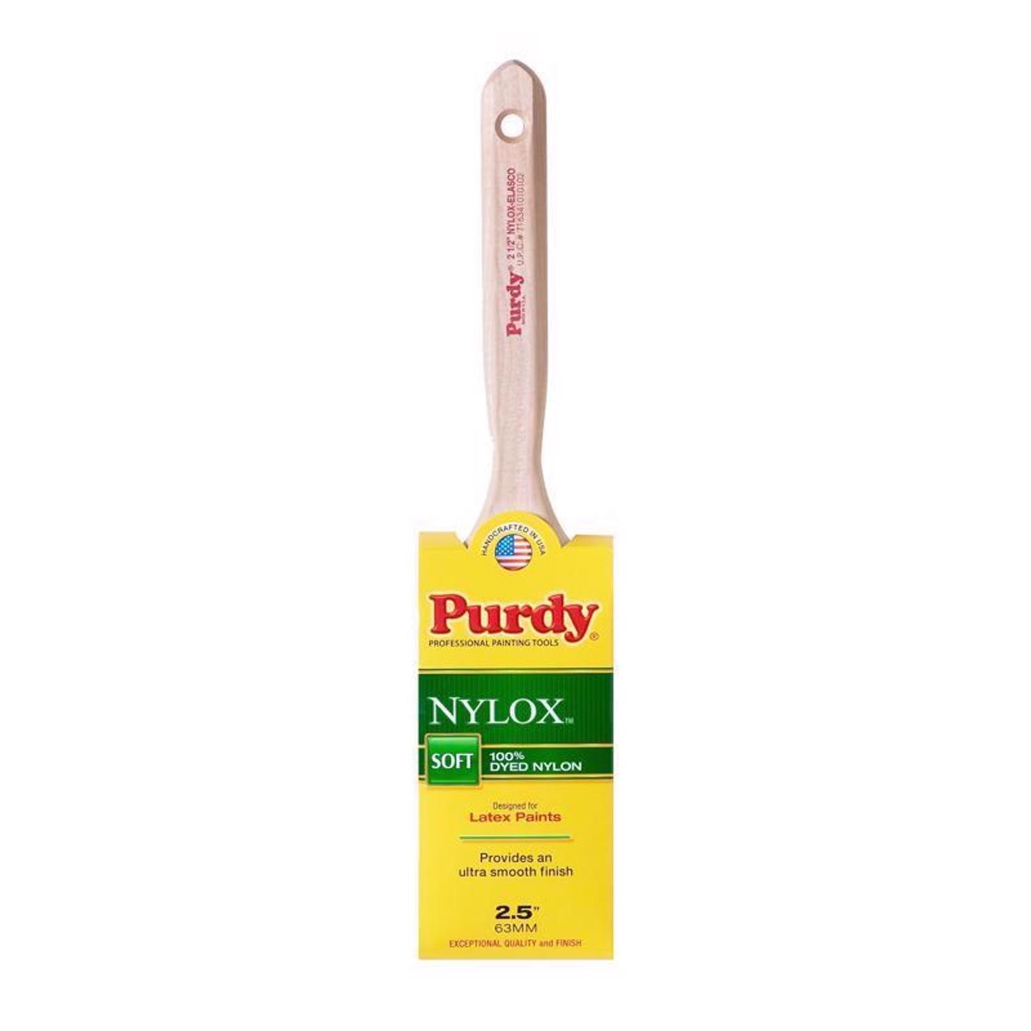Purdy 144100225 Soft Nylon Flat Paint Brush 2-1/2 W in. with Fluted Wood Handle