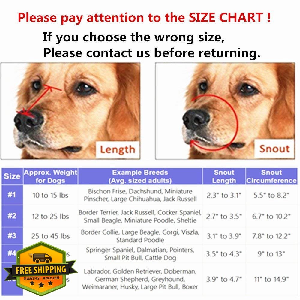 Umisun Black Dog Muzzle Small Medium Large Snout 15-17" Anti-Bite