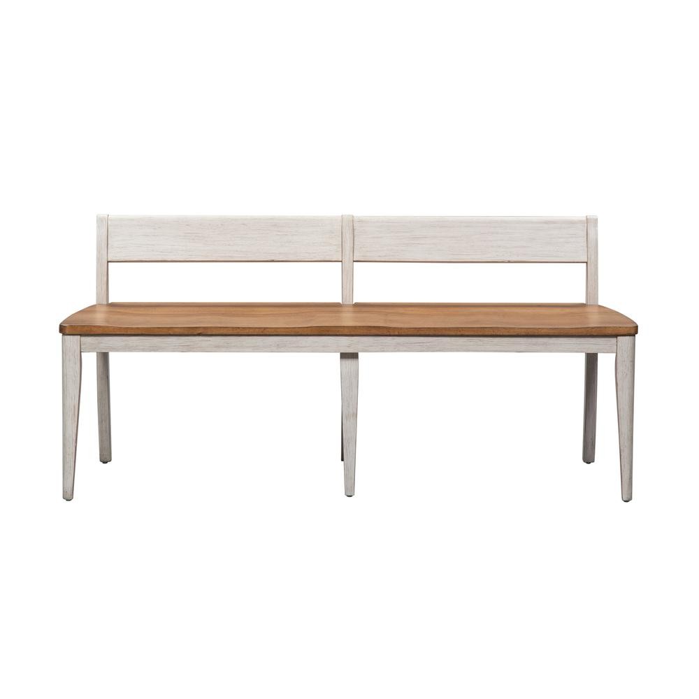 Farmhouse Reimagined Bench (RTA) in Antique White w/ Chestnut Top