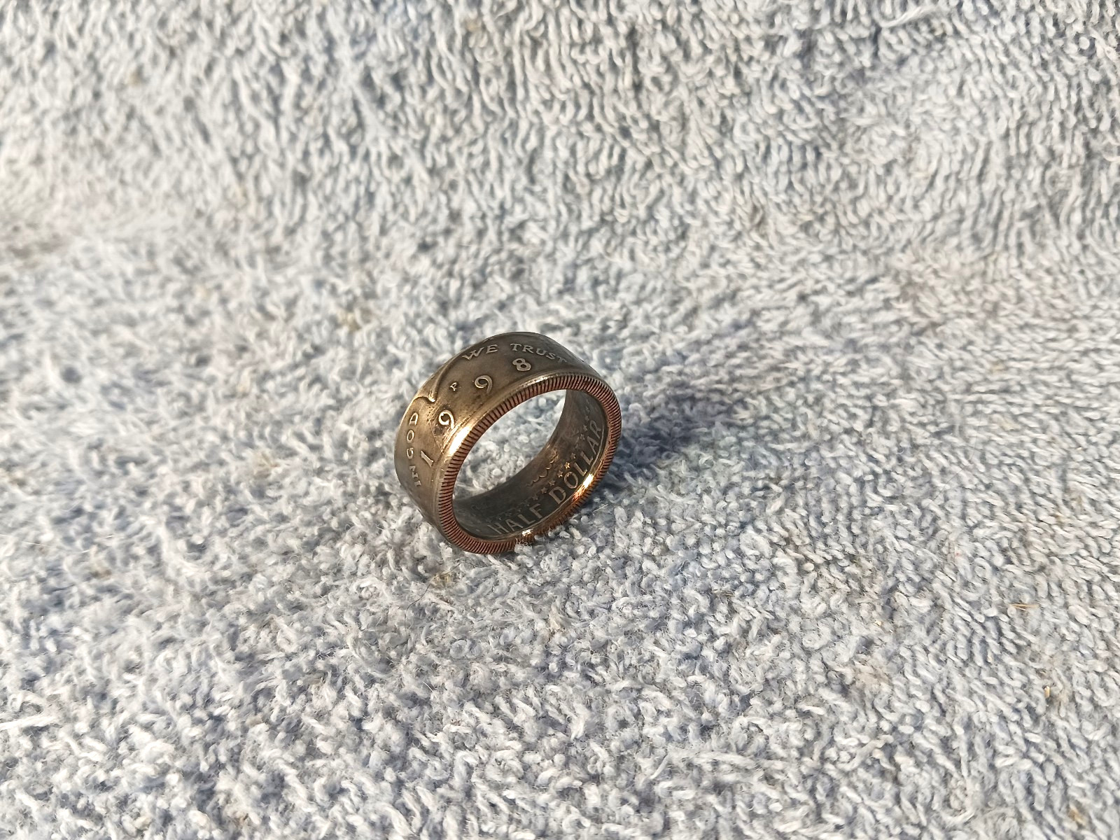 1998 Kennedy Half Dollars  size 9  coin ring  Handmade mixed metals #2