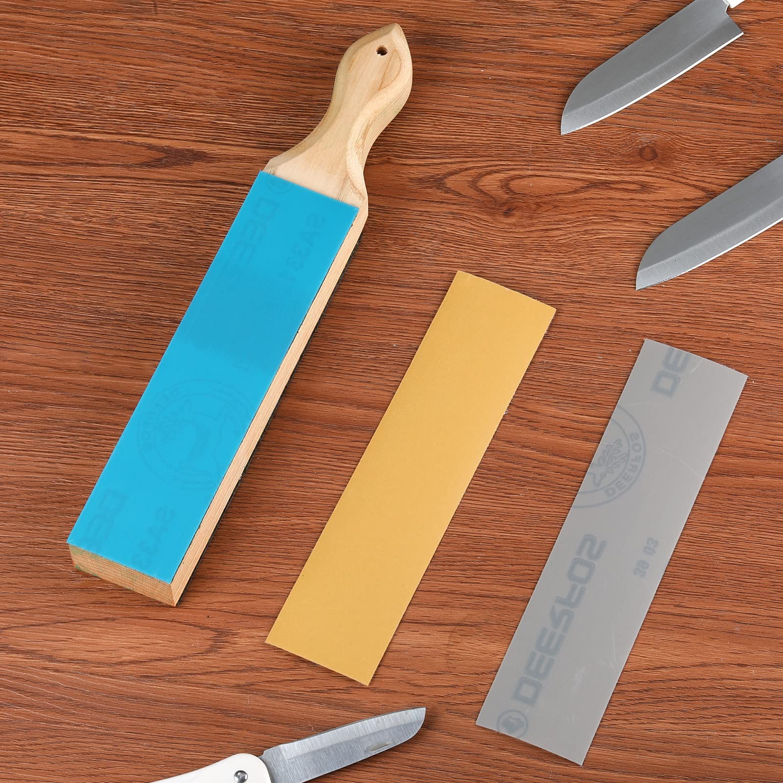 12x2 Inch Medium DoubleSided Leather Strop Paddle Sharpening Honing Kit