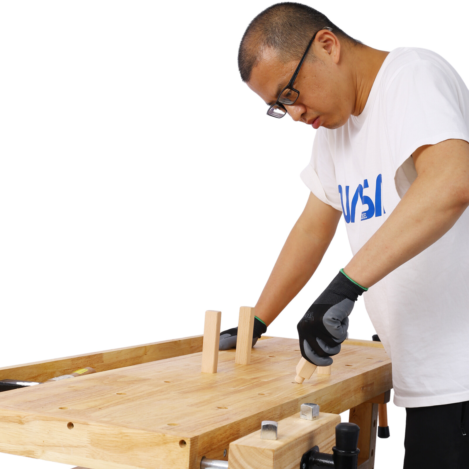 Wood Workbench Wooden Work Bench Workstation Table for Garage Workshop Home