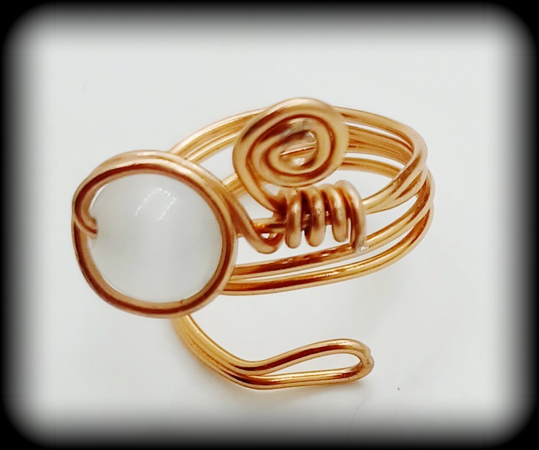 Handcrafted Wire Wrapped Adjustable Beaded Ring