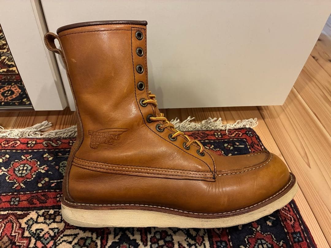 Red Wing Men's 9 D 8-inch Classic Moc Work Boots 877 Brown Leather from JAPAN