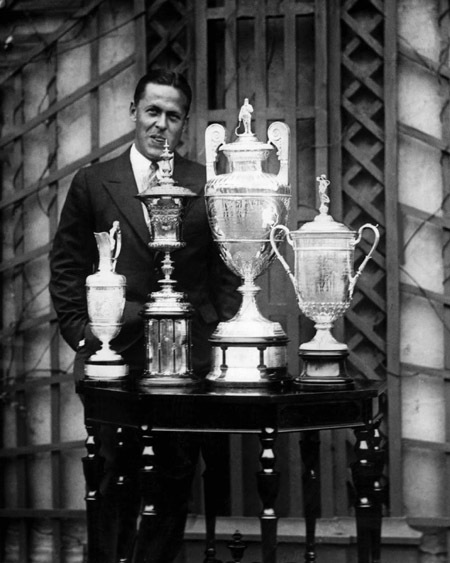 1930 Golfer BOBBY JONES Glossy 11x14 Photo Grand Slam Trophies Print