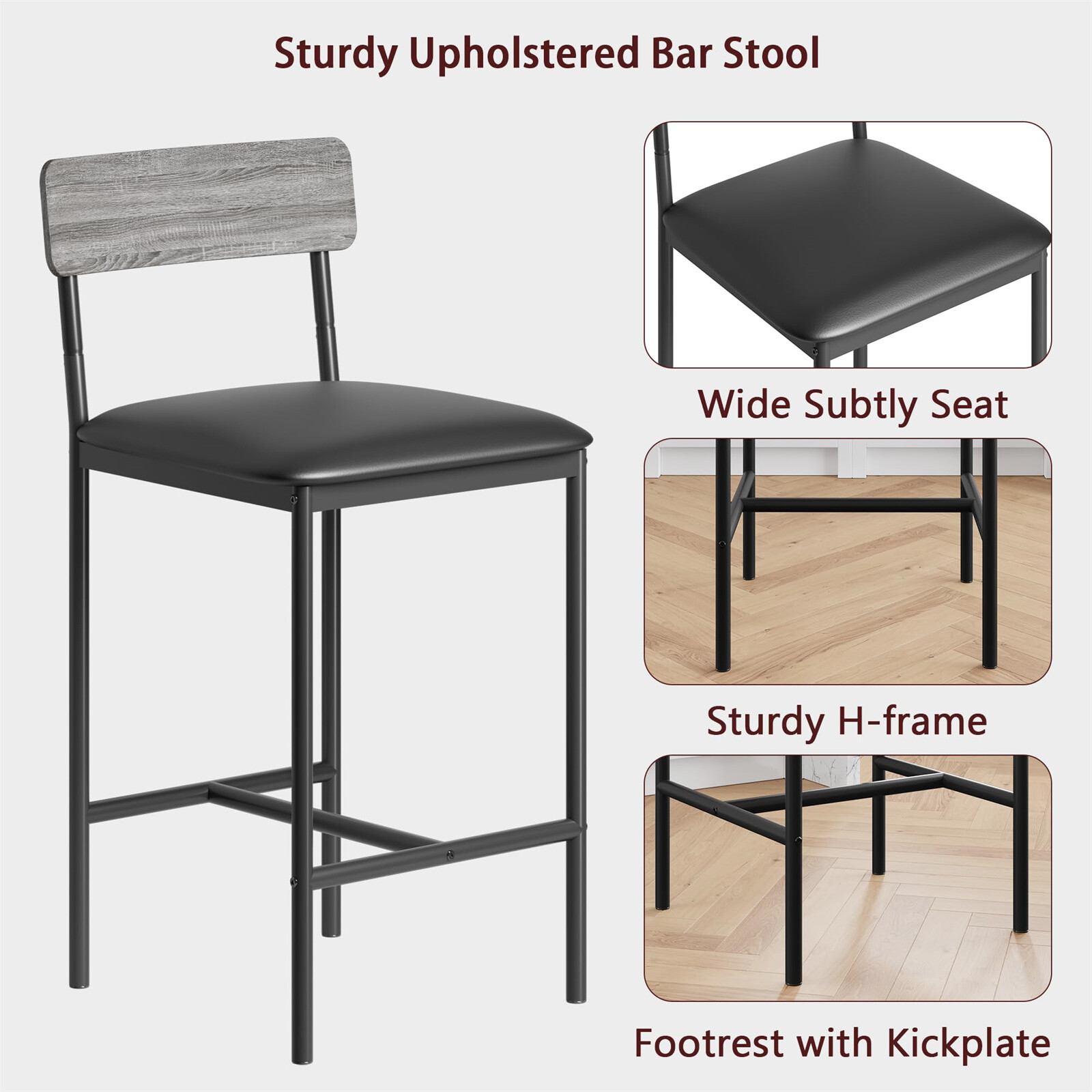 Dining Table Kitchen Table Set with 2 Upholstered Chairs 3 Large Storage Shelve