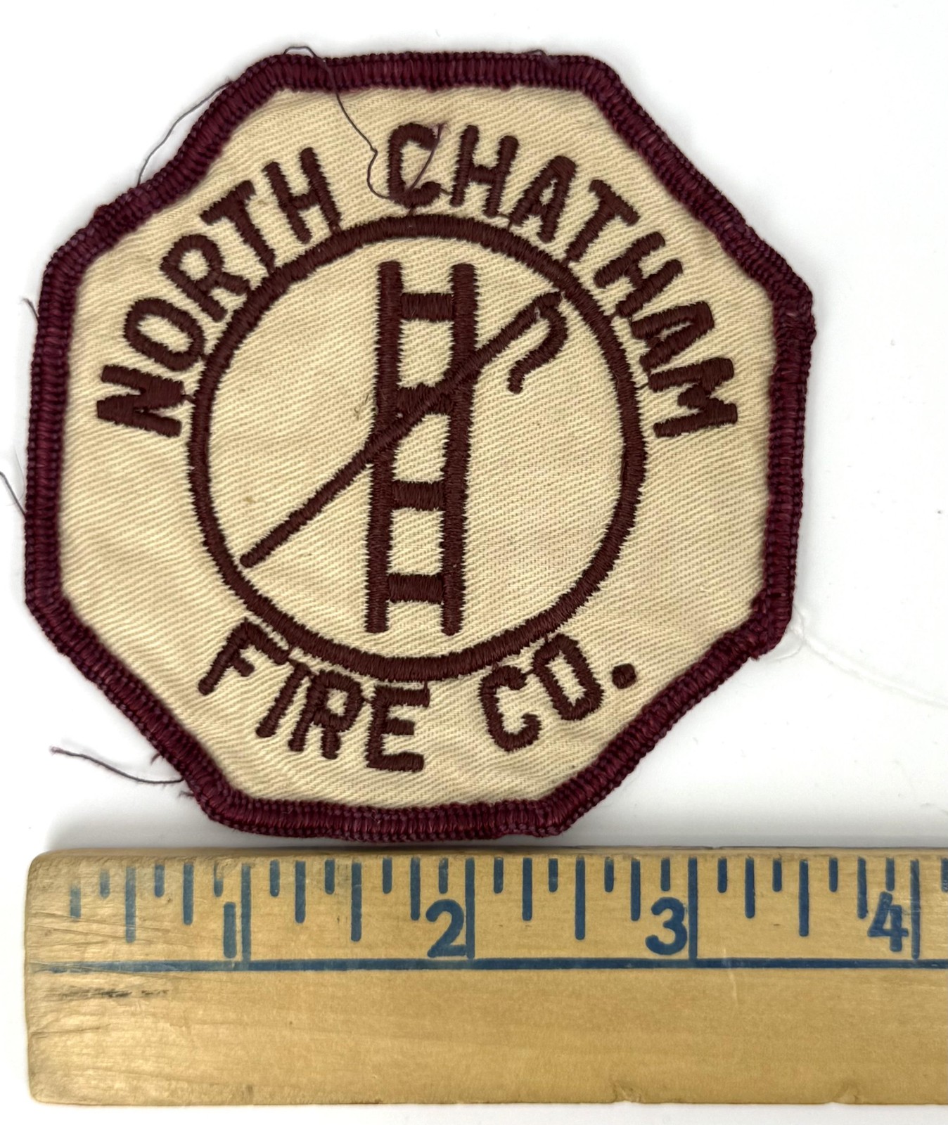 North Chatham Fire Co Patch Firefighter Uniform Sew On Badge Maroon Cream