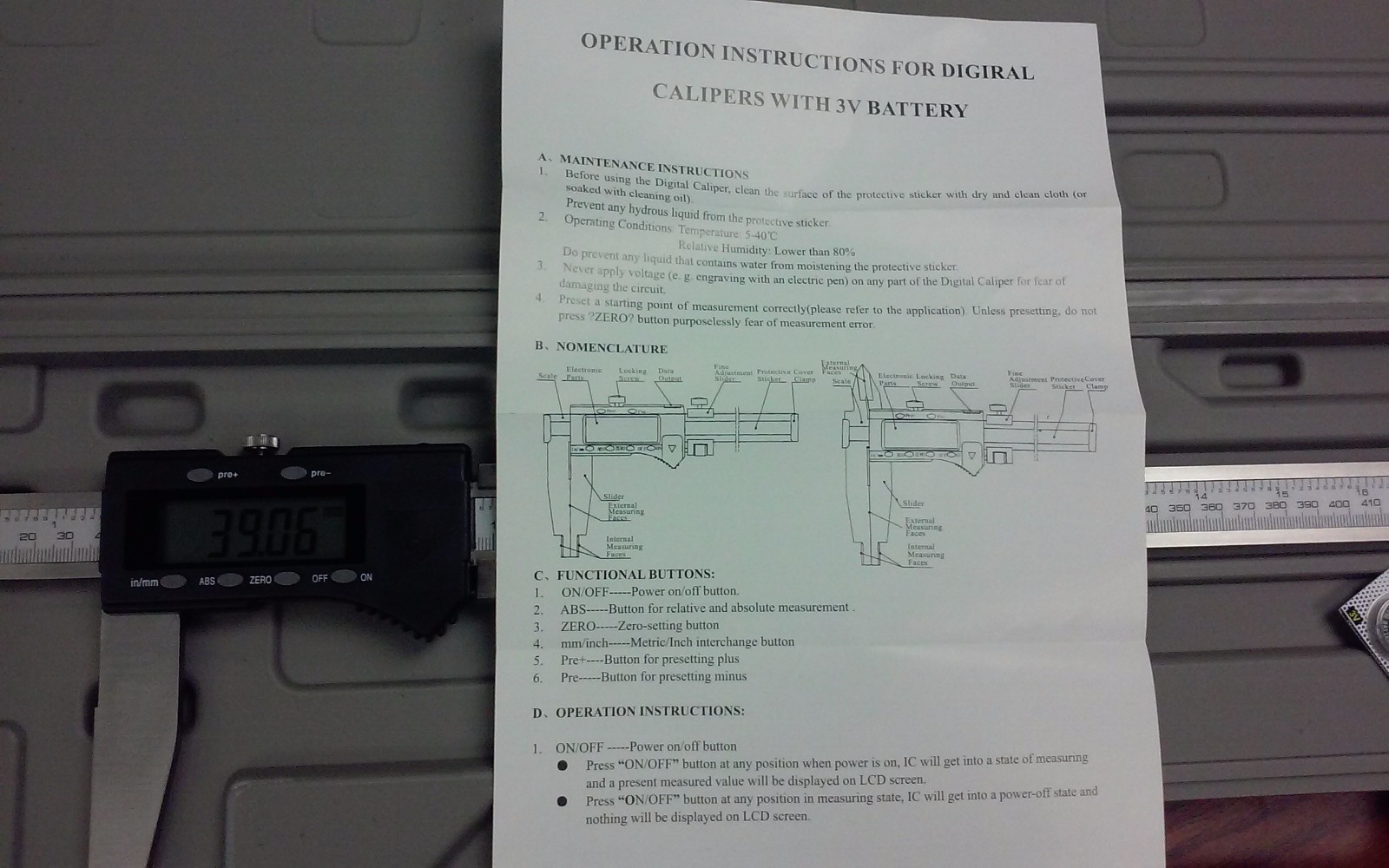20" ELECTRONIC DIGITAL CALIPER-H/D-X-LARGE SCREEN
