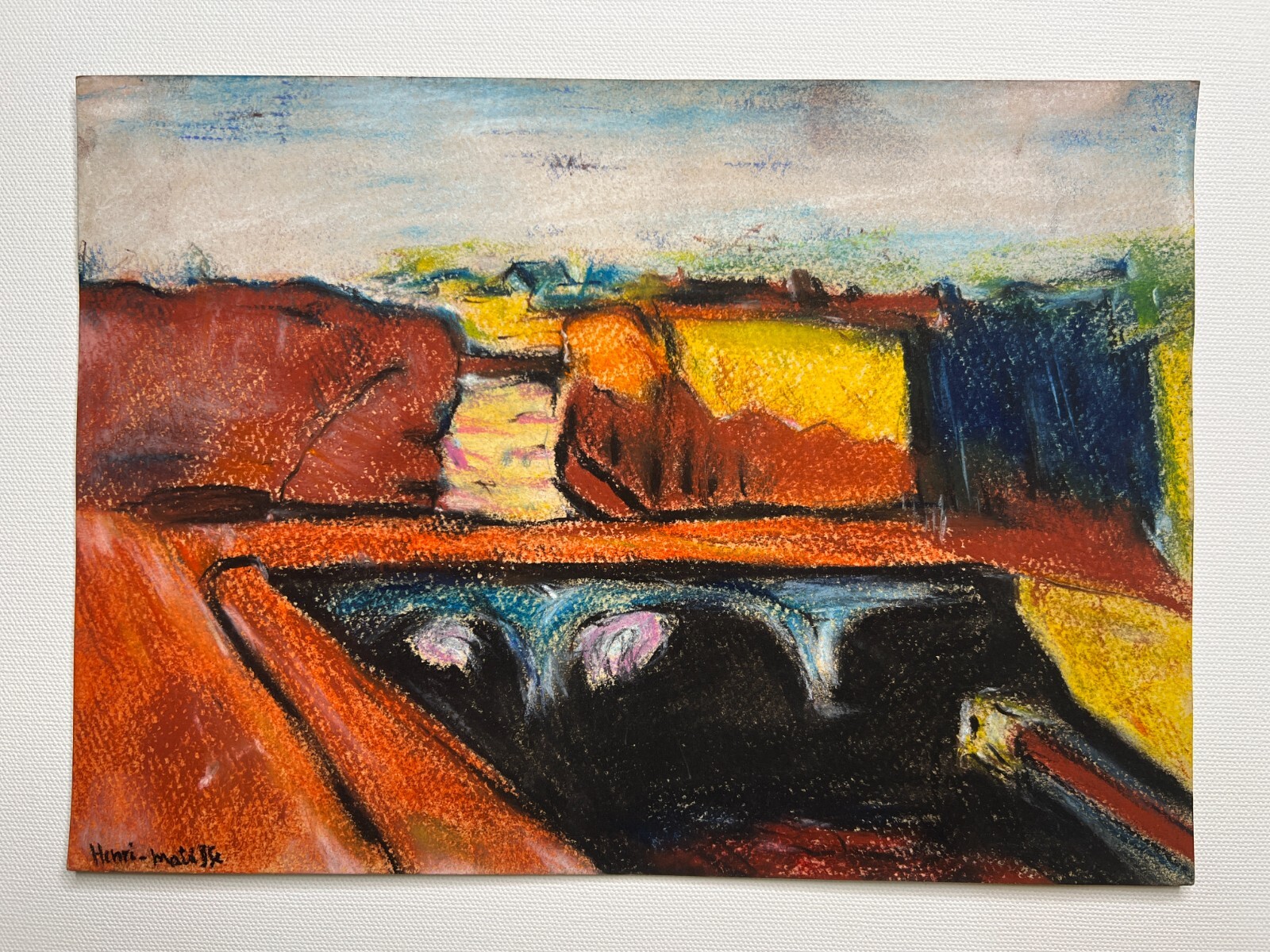 Henri Matisse Drawing on paper (Handmade) signed and stamped mixed media.