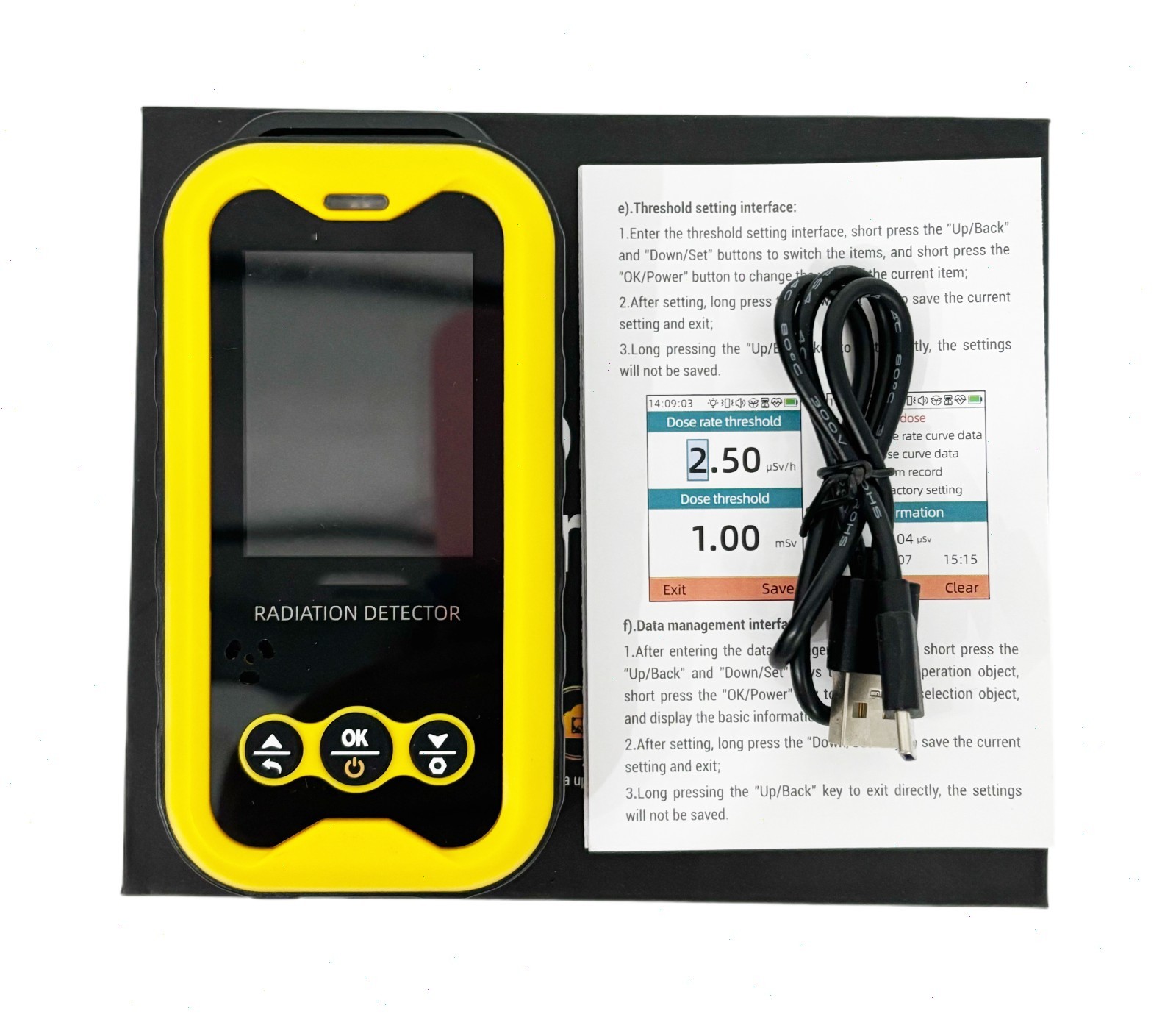 Handheld Nuclear Radiation Detector with Buzzer Sound Alarm for X, β, γ Ray