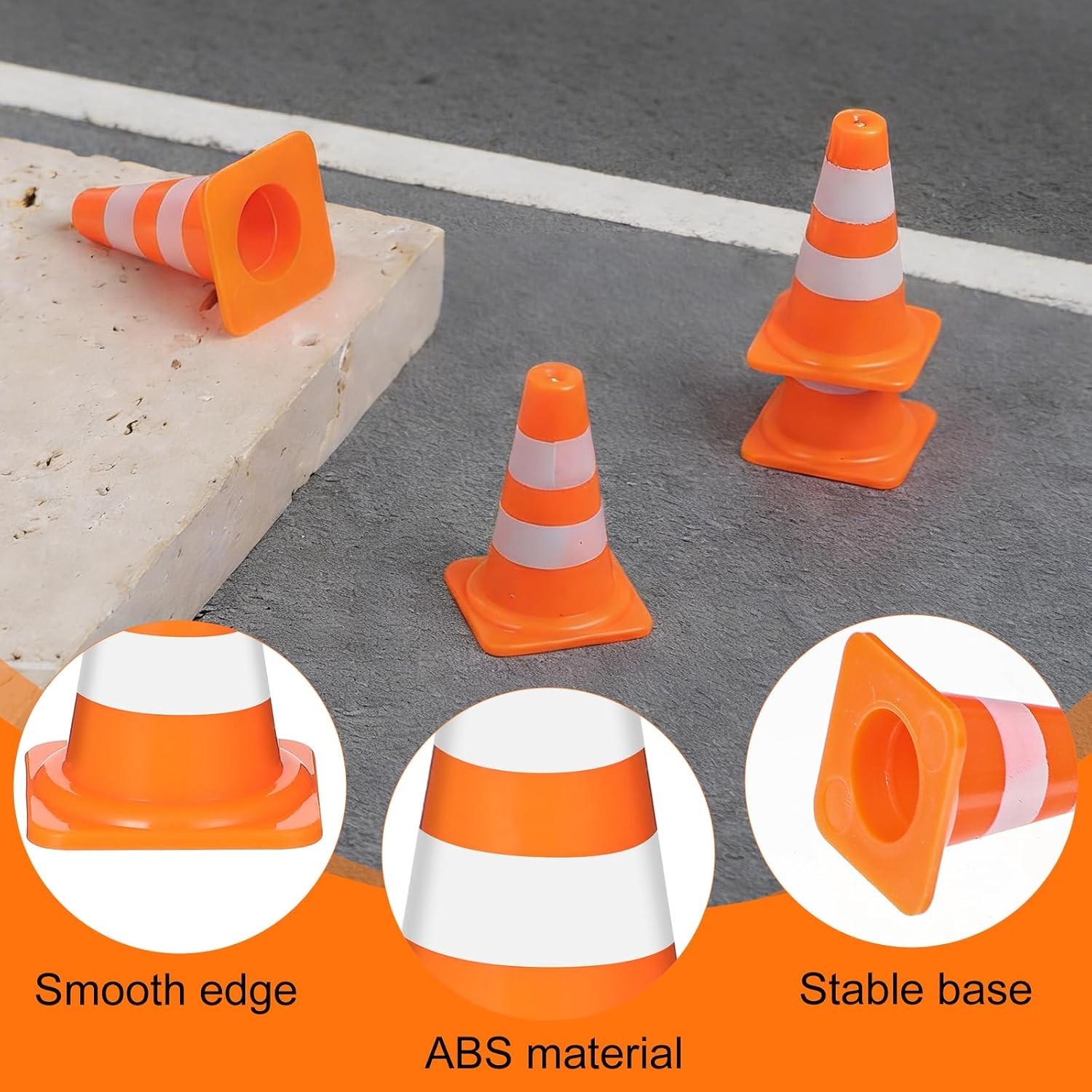 50PCS Mini Traffic Cones, Orange Small Cone, Mini Construction Cones, Plastic...