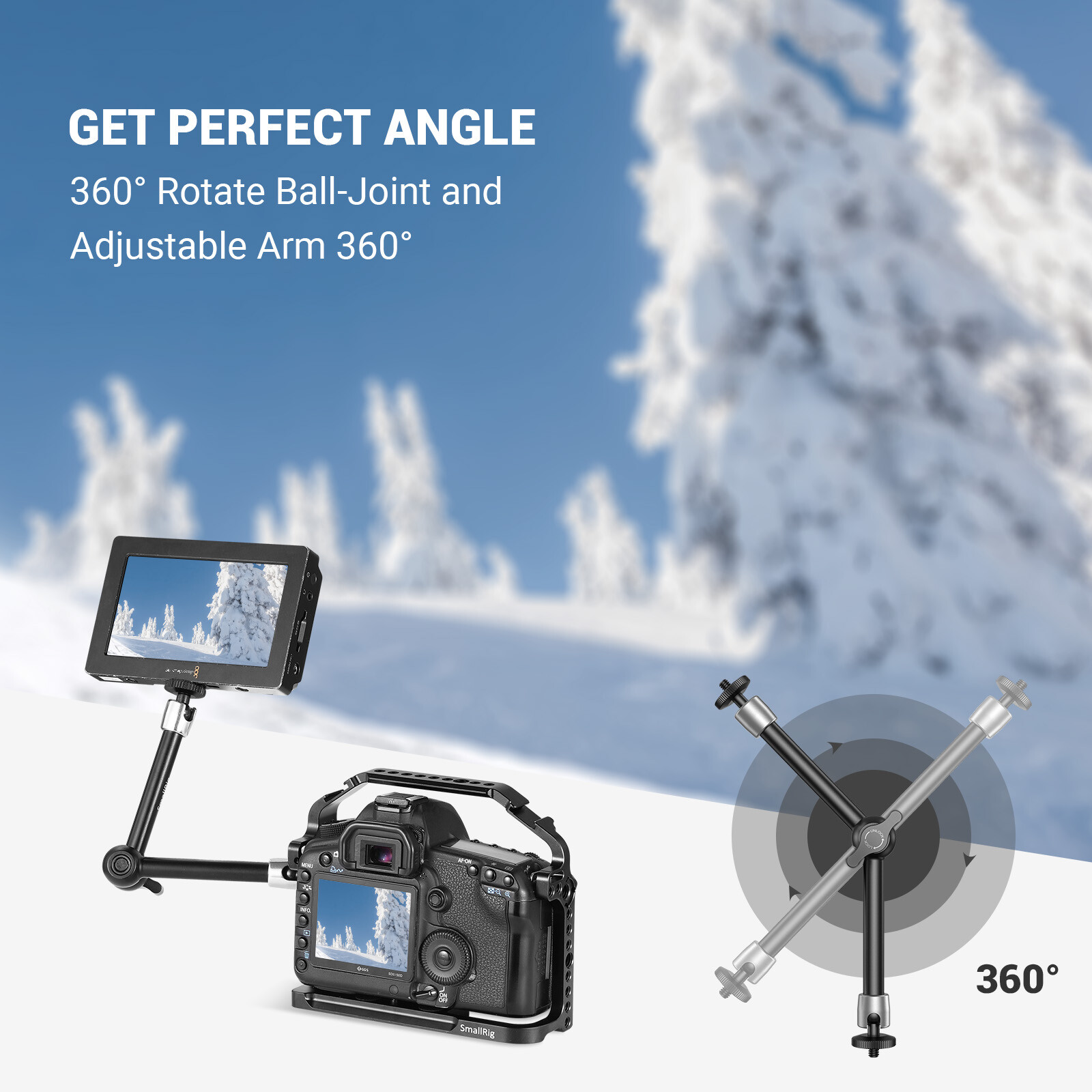 SmallRig Adjustable Articulating Magic Arm Ball Head Camera Mount for LCD Lights