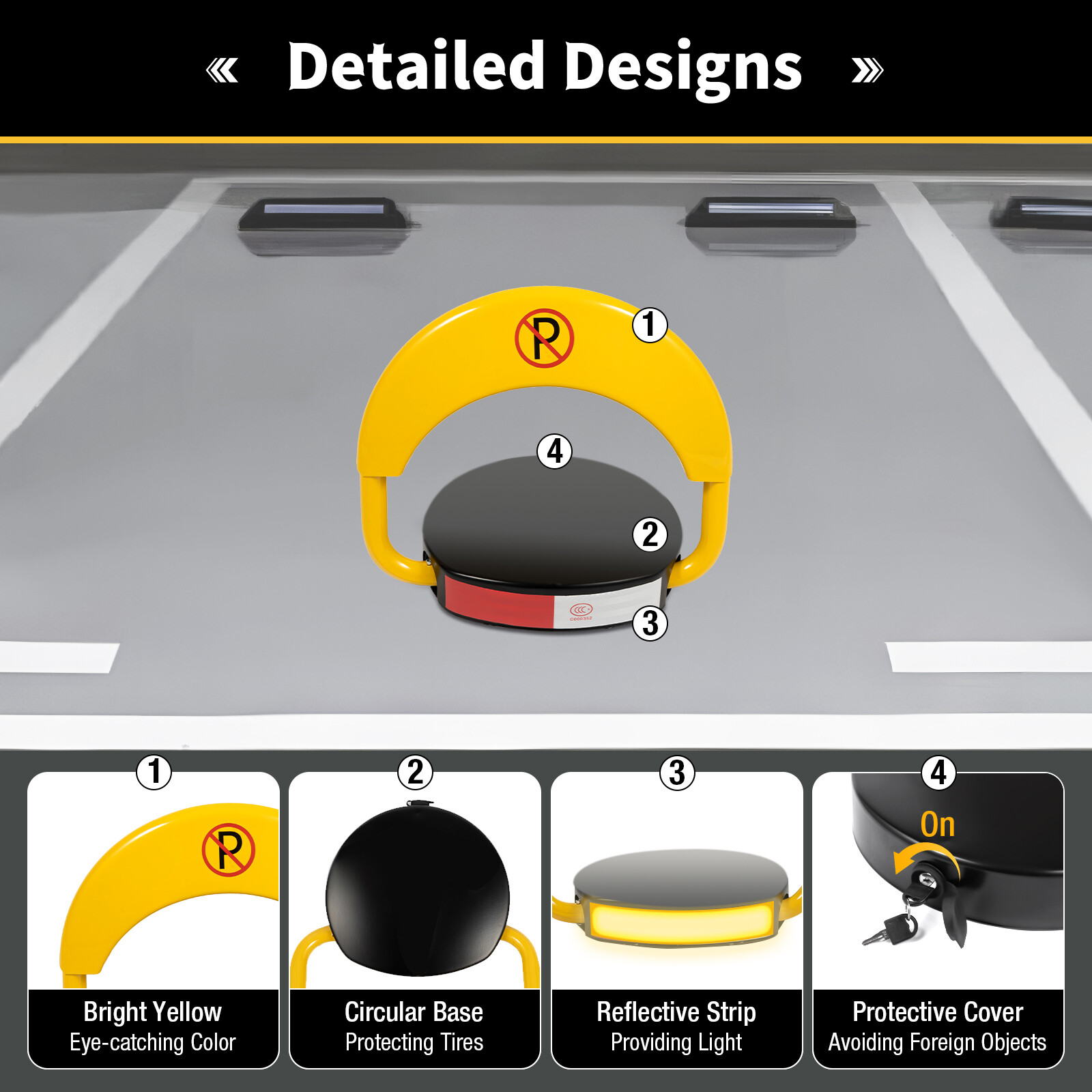 Car Parking Spot Lock Remote Control Foldable Barrier Auto Sensor Anti-Collision