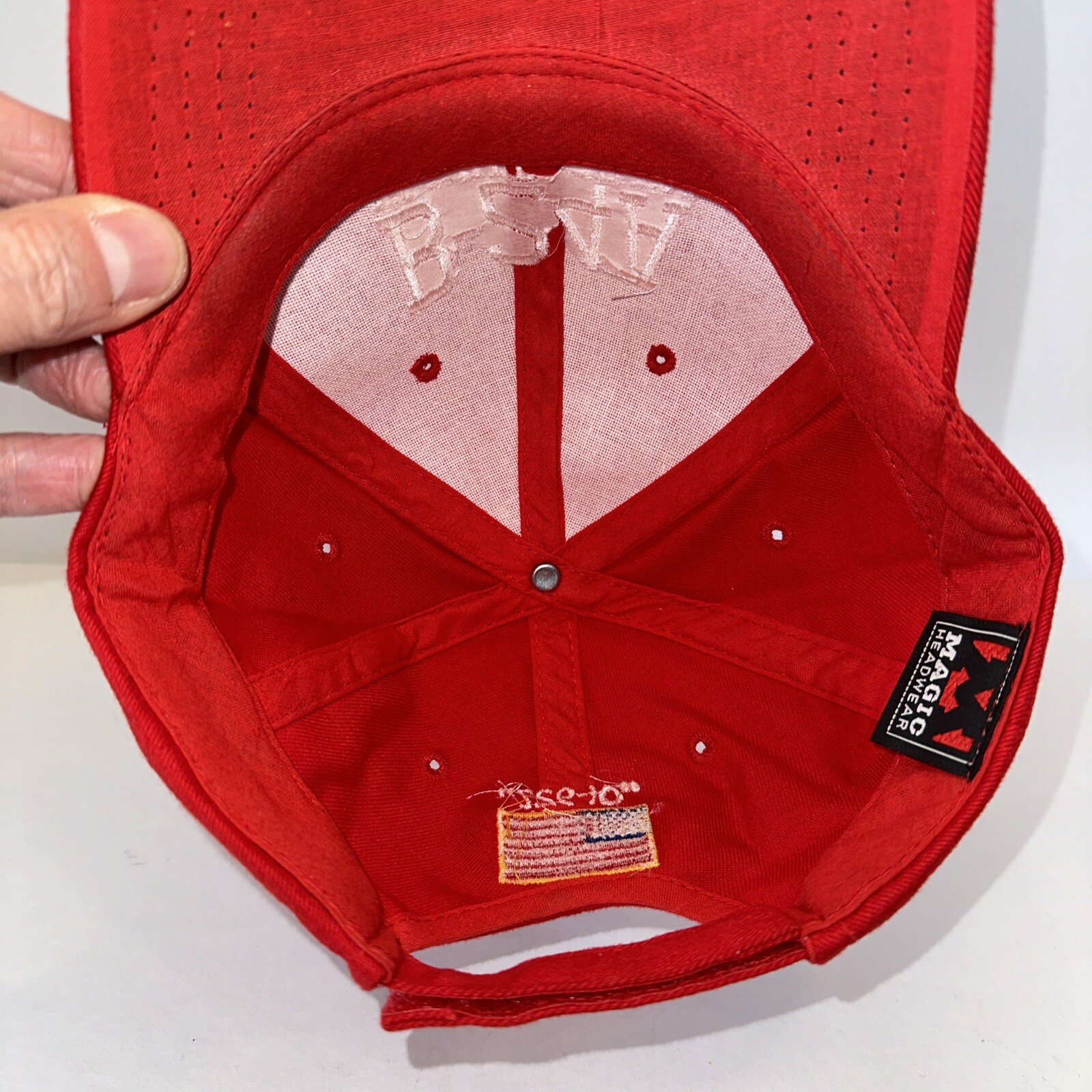 B-24A Flight Crew Red Hat Cap Hook Loop 01-927 Flag above Strap
