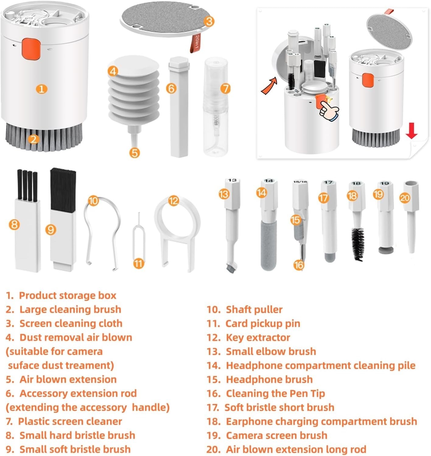 Portable 20-in-1 Device Cleaning Kit with Microfiber - Ideal for Tech Lovers