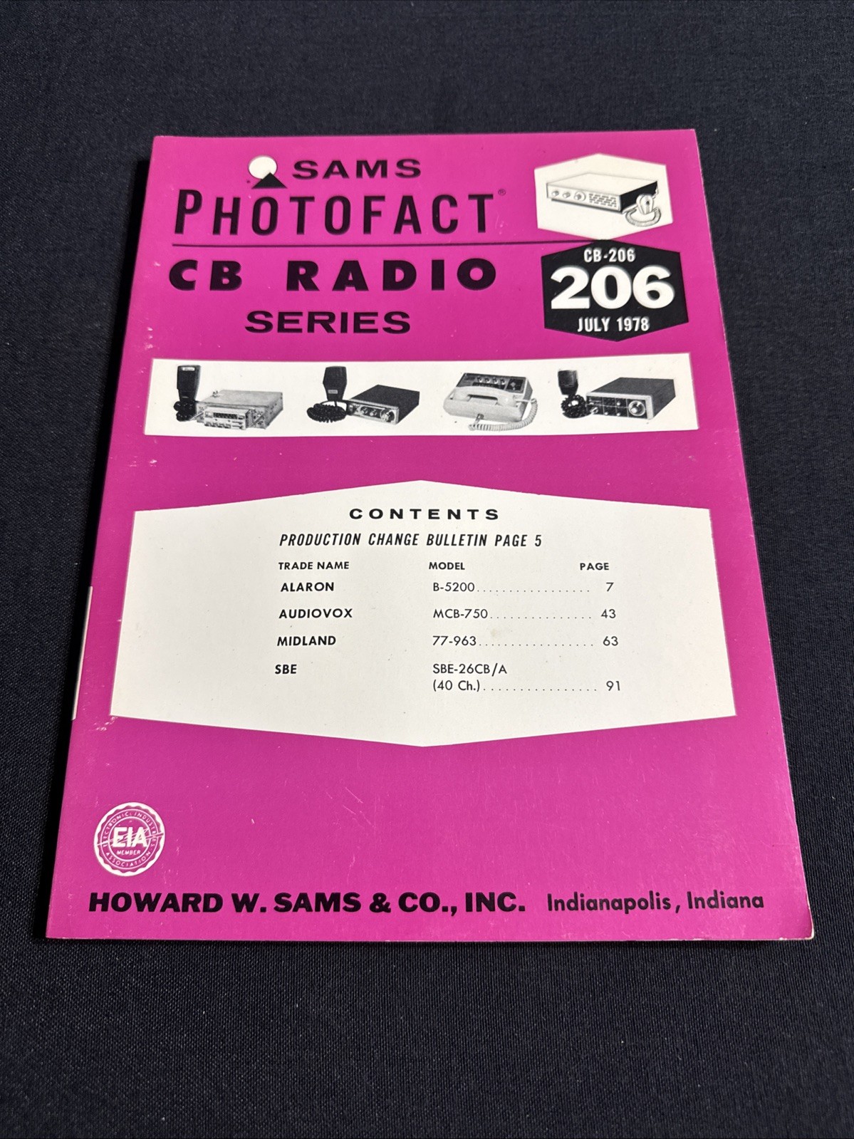 SAMS Photofact CB Radio Series Manual CB 206 July 1978