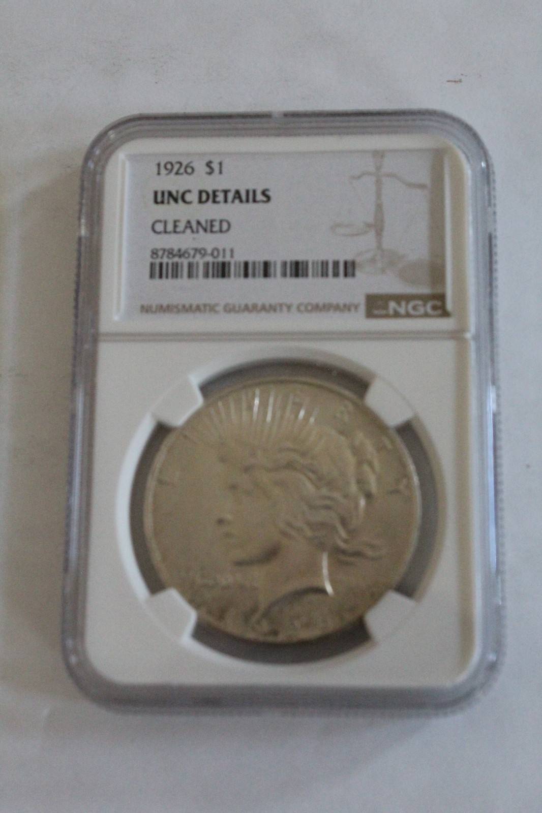 1926 PEACE SILVER DOLLAR, UNC DETAILS, CLEANED