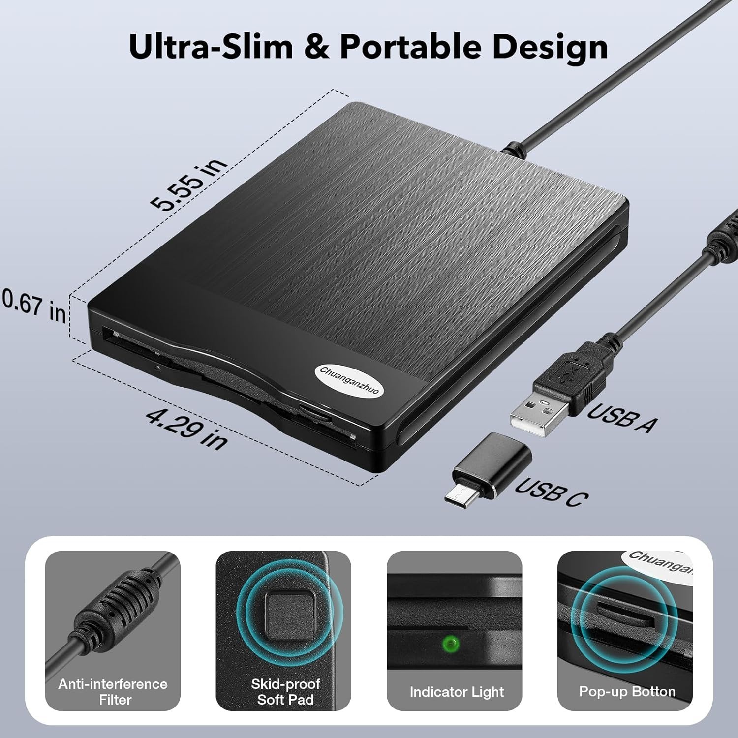 New External Floppy Drive USB A&C