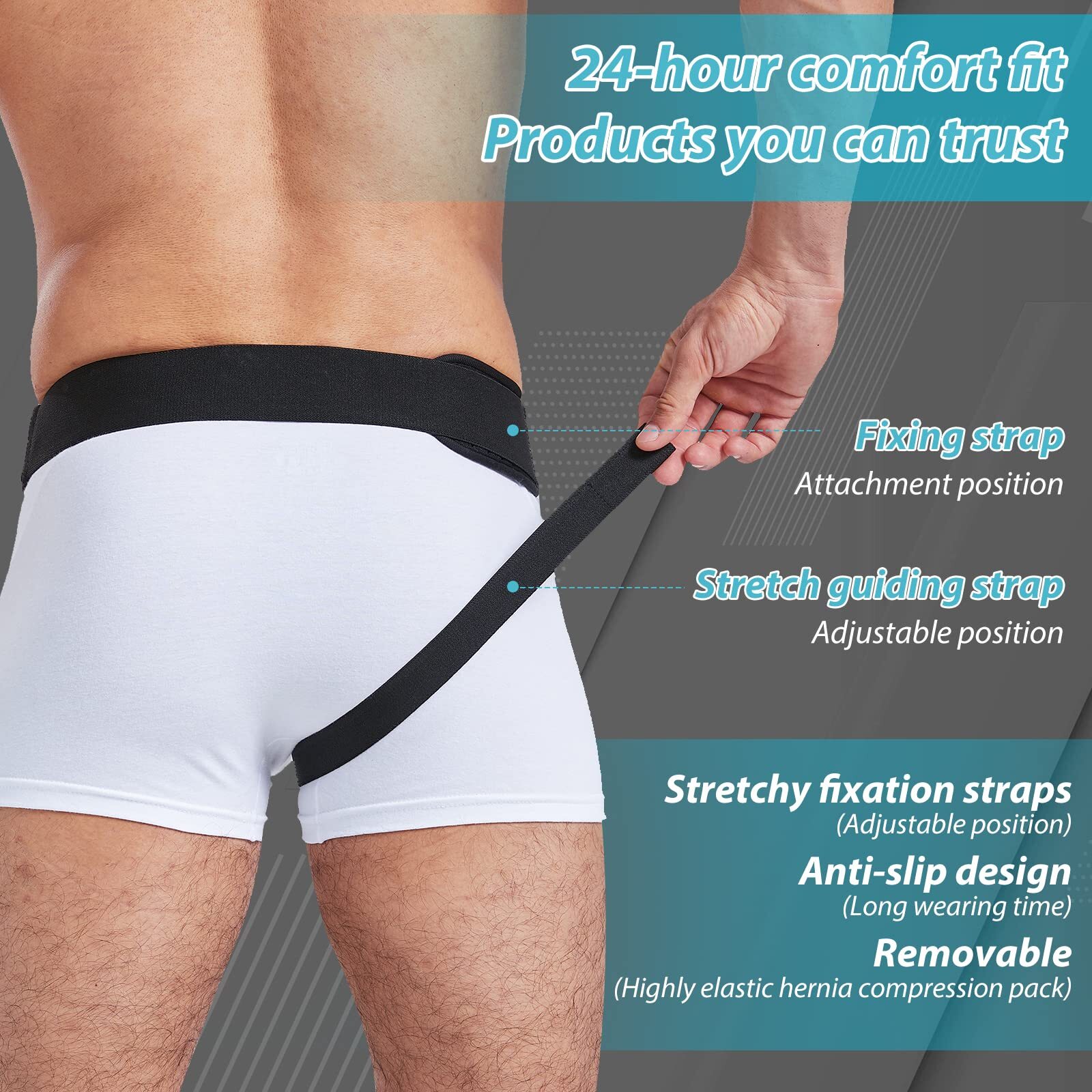 Inguinal Groin Hernia Belt for Men Abdominal Groin Removable Brace Support Truss