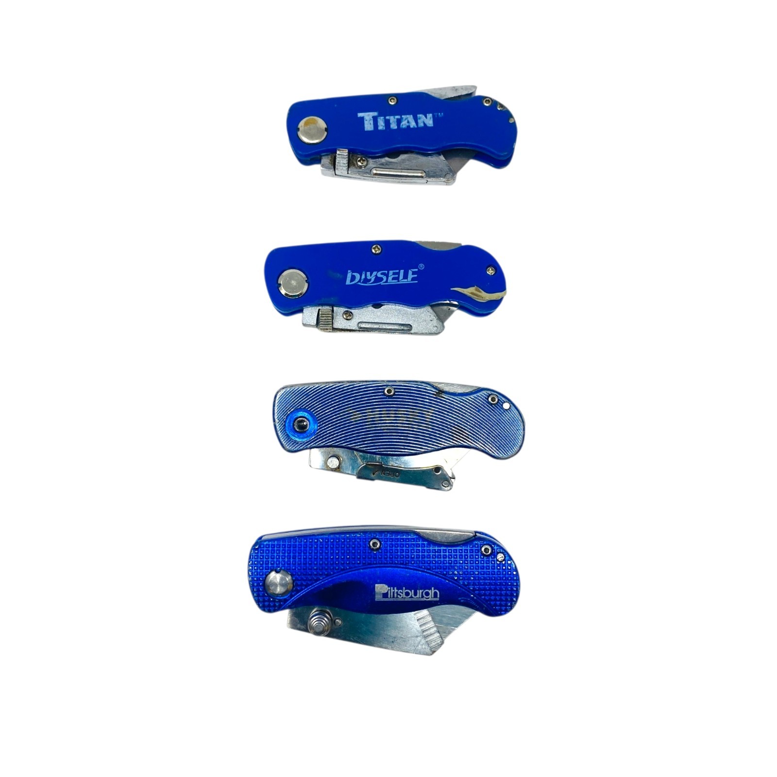 TITAN DIYSELF Pittsburgh Folding Utility Knife Blue Box Cutter Lot of 4