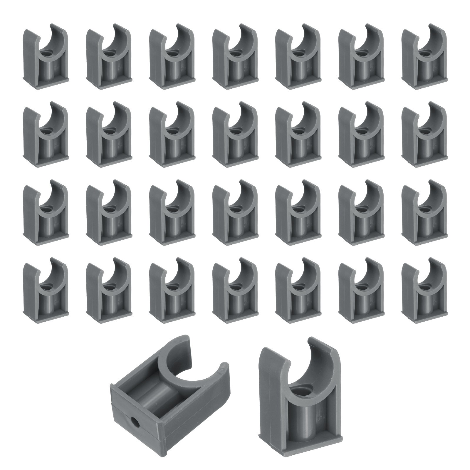 40 Pcs PVC Water Pipe Clamps Clips, U-Shaped Buckles for 1/2" Size Pipe, Grey