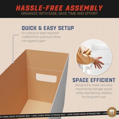 Stackable Comic Book Storage Boxes 5 Count White Corrugated with Lid for Comics