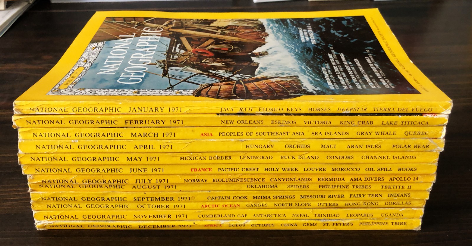 1971 National Geographic Magazine - Lot of 12