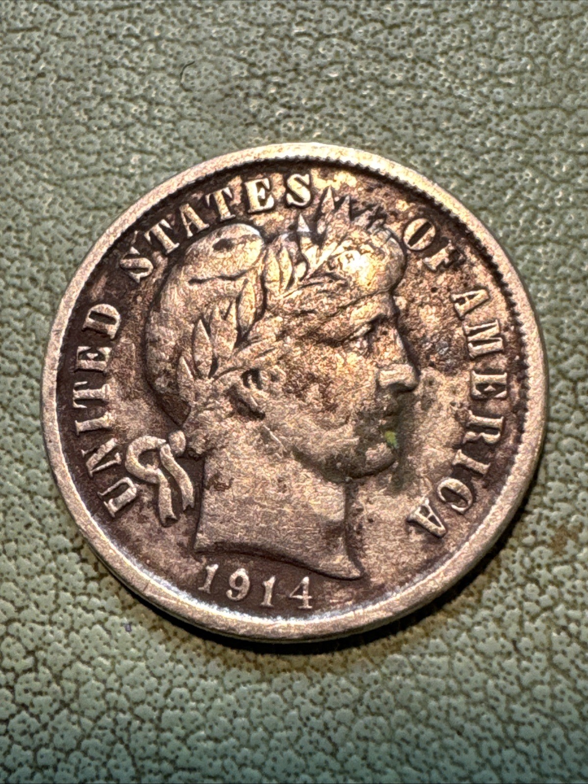 1914 D Barber Dime 90% Silver Very Fine VF