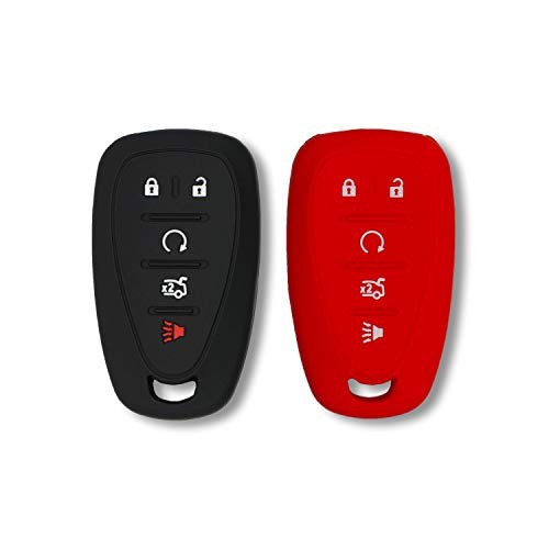 Silicone Key Fob Cover for Chevy Malibu Camaro Trax Key Shape 1 Black and Red