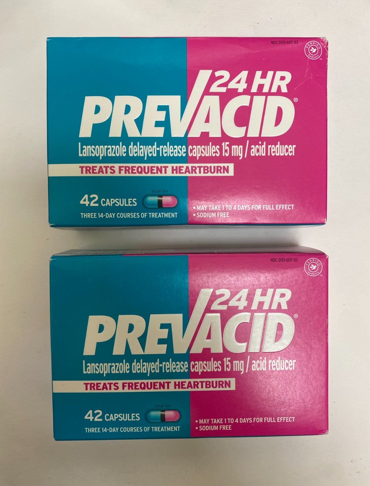 2 Pack Prevacid 24HR Heartburn Relief  15 mg 42capsules [EXP:04/26]