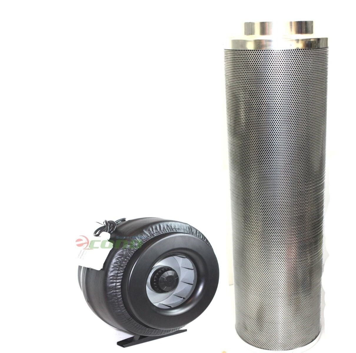 8" Carbon Filter & Inline Exhaust Fan Air Blower HydroponicOdor Control Scrubber