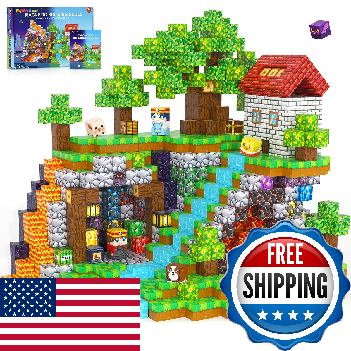 MyWodGame 150PCS Magnetic Blocks Building Toys for 3+ Year Old Boys Girls, Kids