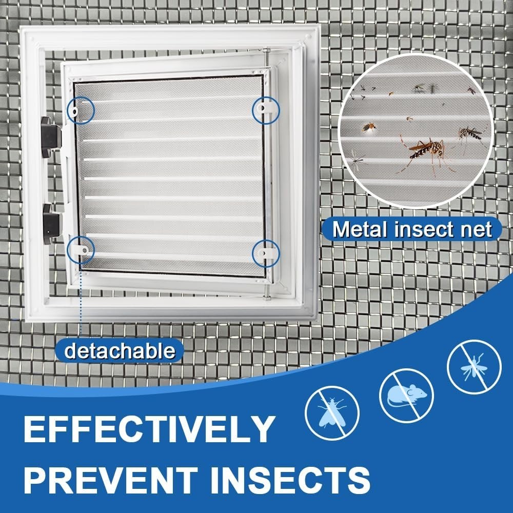 12 x 12 in - Access Panel Gabel Vent for Drywall with Push-Button Switch White