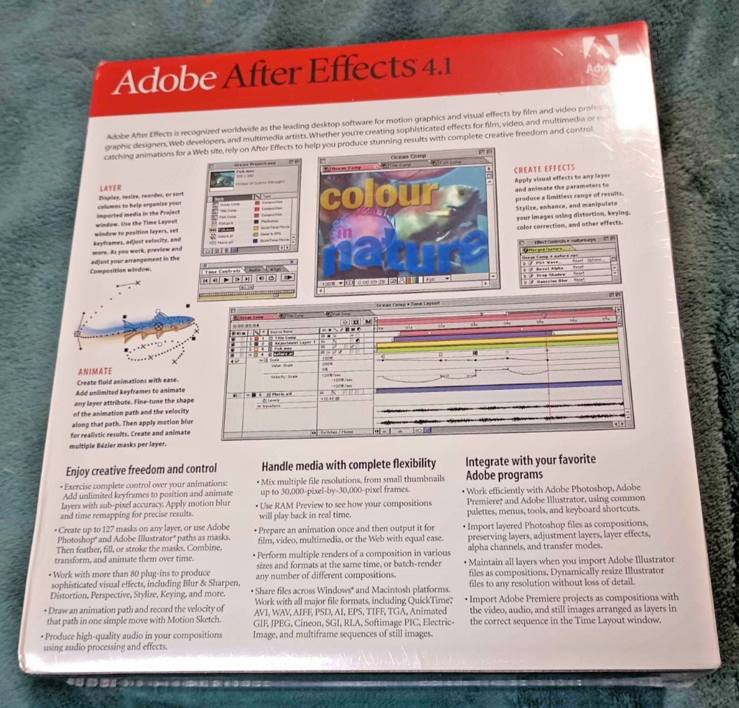 Adobe After effects 4.1 Macintosh NEW & SEALED Motion graphics and visual effect