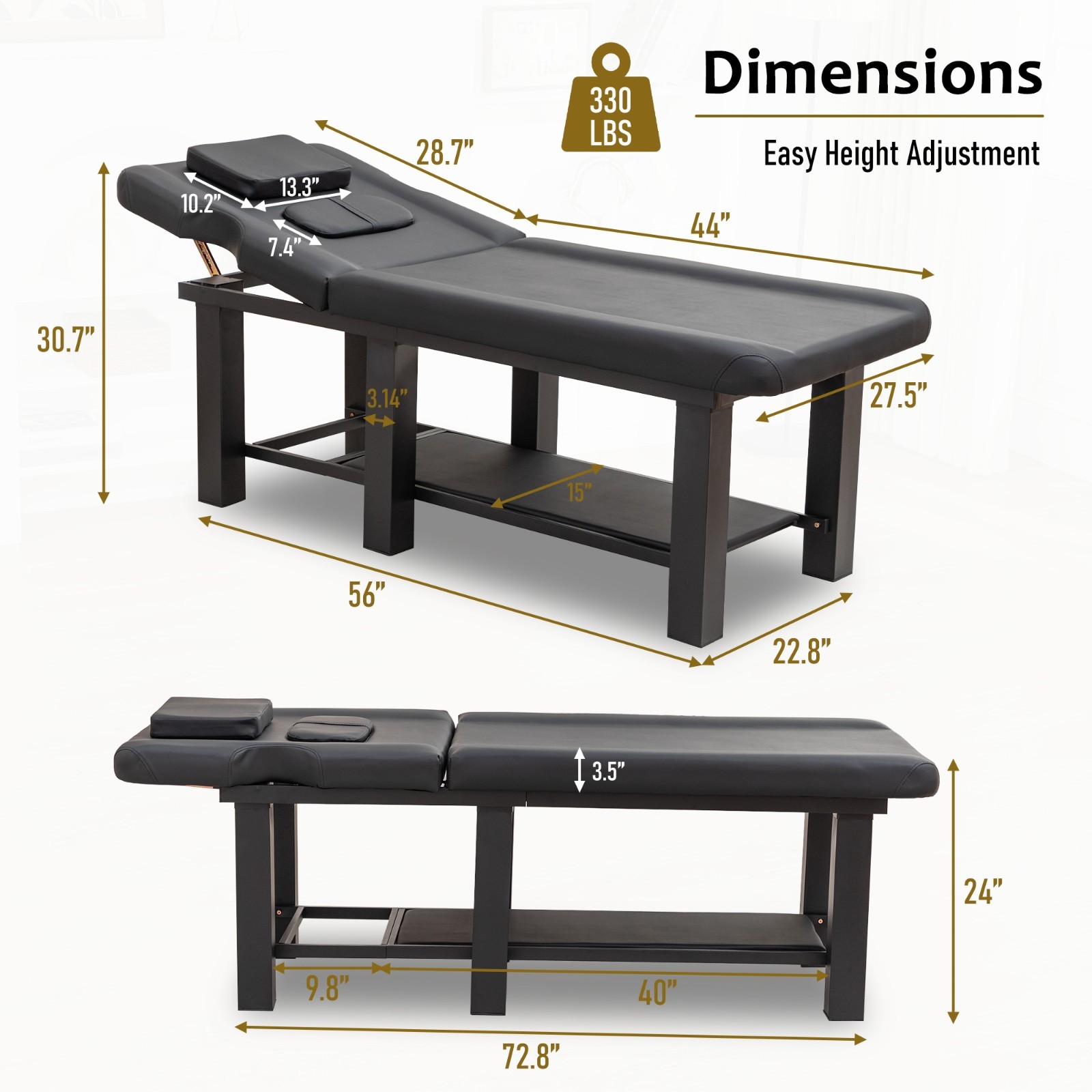 Multi-Function Professional Massage Therapy Table, Black