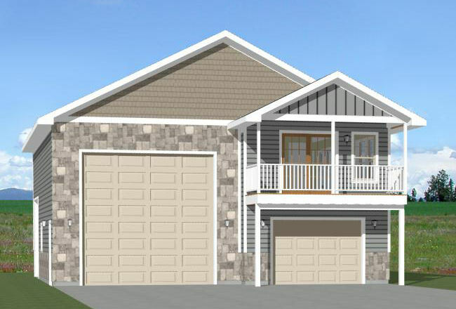 36x42 Apartment with 1-Car 1-RV Garage -- PDF Floor Plan -- 961 sqft -- Model 2D