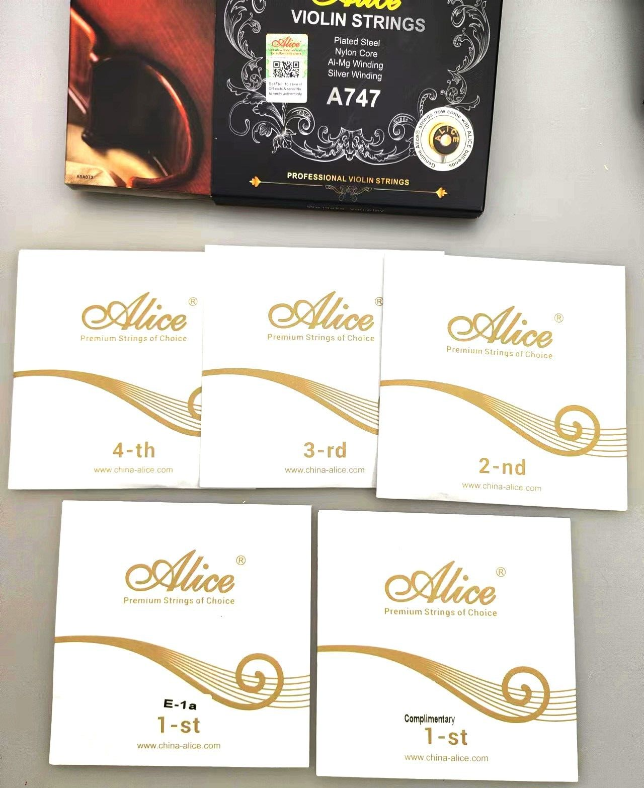 Alice A747 Professional Violin String Nylon Core/Silver wire,4/4-3/4,Double E