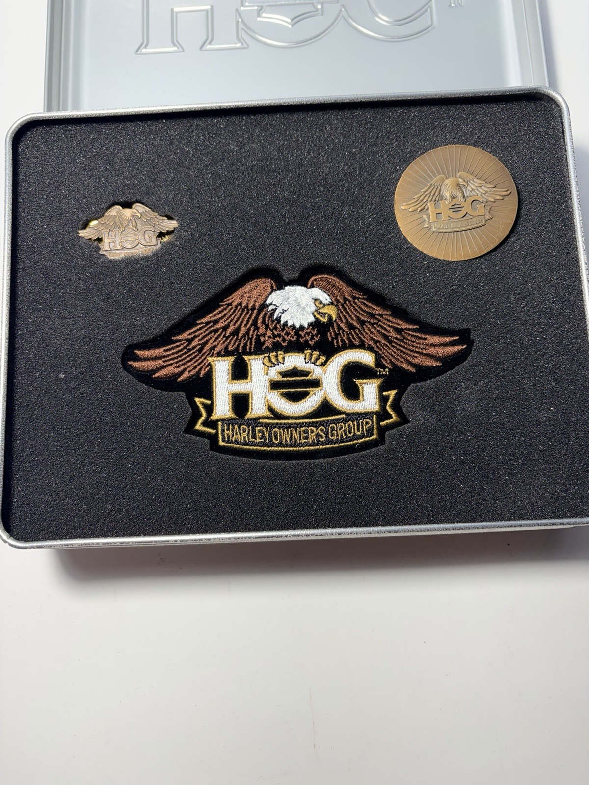 Harley Davidson HOG Set Patch Pin And Coin Harley Owner Group Preowned Unused