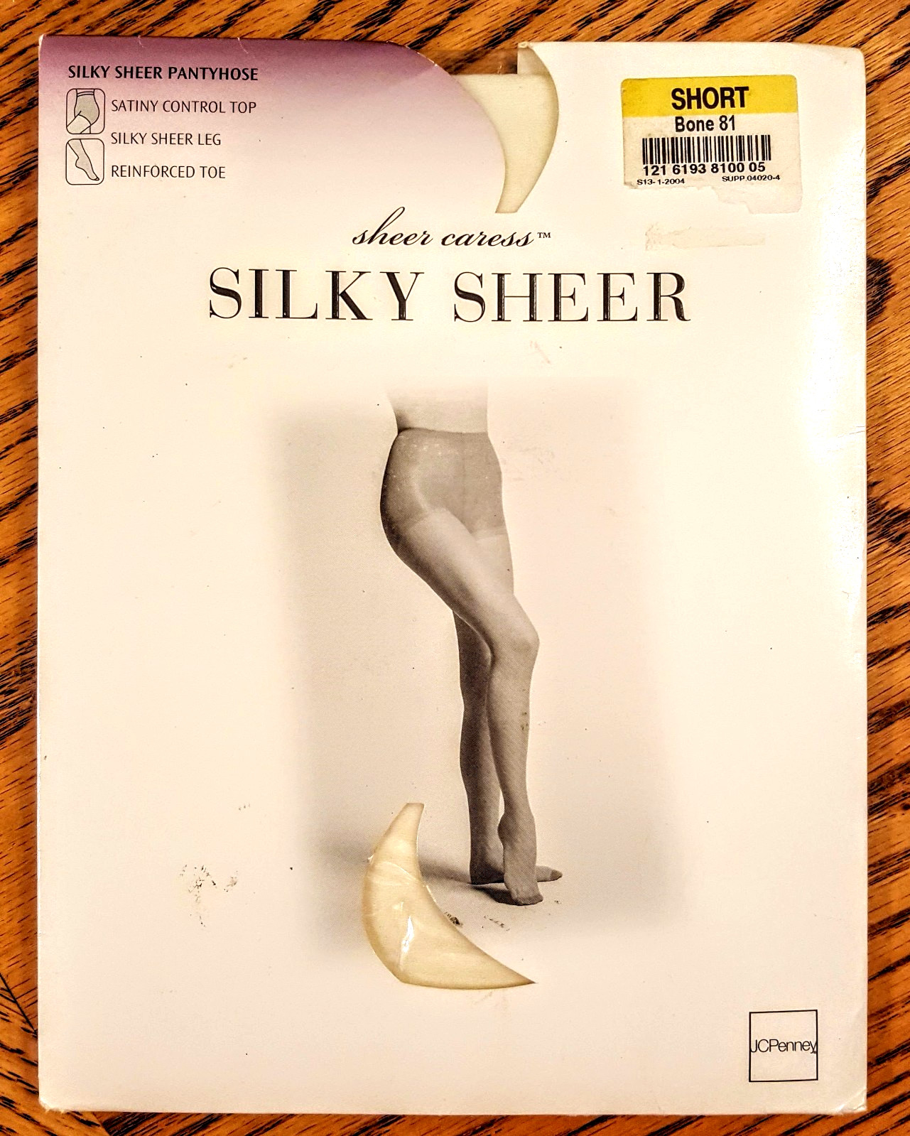JCPenney Silky Sheer Pantyhose Bone 81 size Short Satiny Control Top Hose