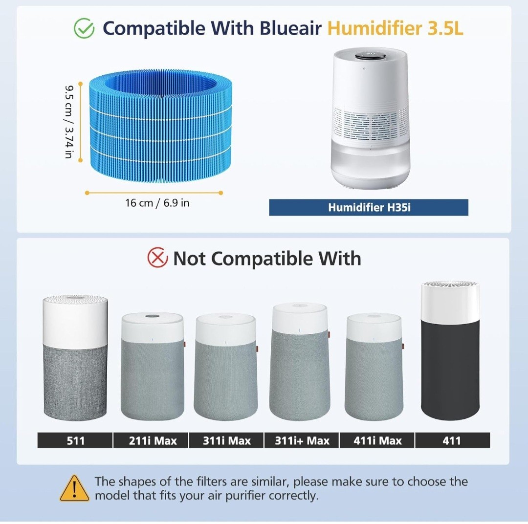 4 Pack Humidifier H35i Wick Filter Replacement Compatible with Blueair Premium