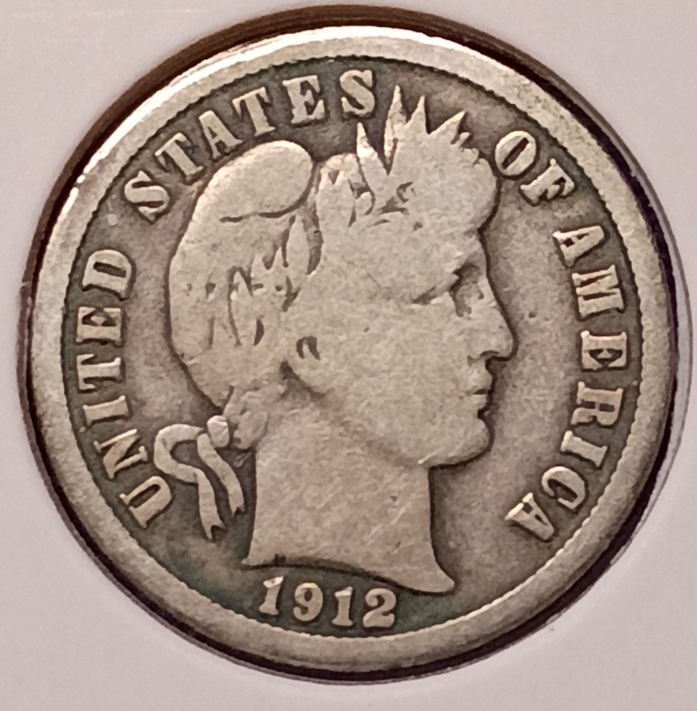 1912 BARBER DIME --  Very Good (VG)